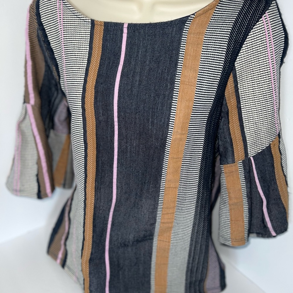 Dolan Left Coast Collection Striped Stitched Thick Blouse